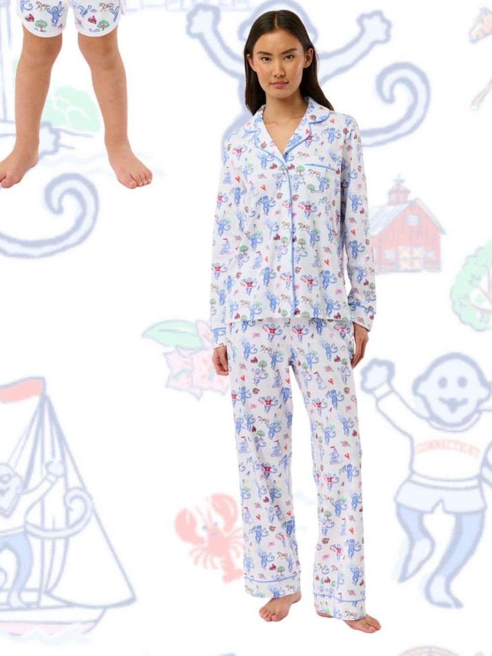 Roller Rabbit Connecticut Print PJs size Large